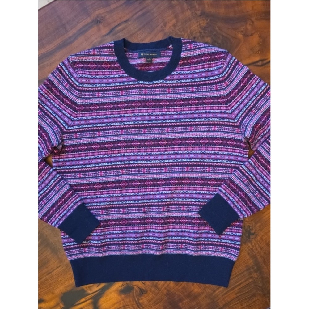 Brooks Brothers Merino Wool Fair Isle Crewneck Quiet Luxury Preppy Ivy Leauge